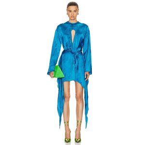 THE ATTICO Louie Mini Dress Capri Blue Long Sleeve